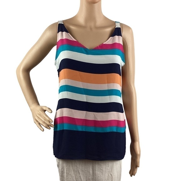 Chico's Tank Top Size S Rainbow Stripe - Picture 1 of 7